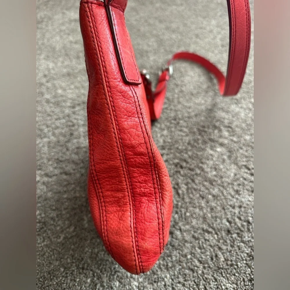 Vintage Fossil Marlow Red Leather Crossbody Bag Turnlock Purse GUC